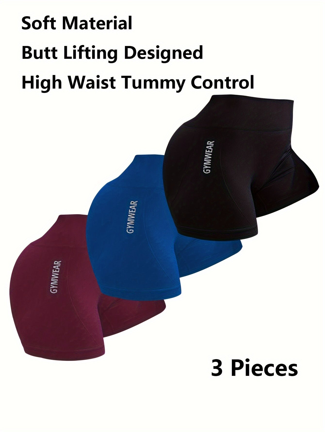 Women's Letter Pattern Sports Shorts High Waist Yoga Running Athletic Shorts