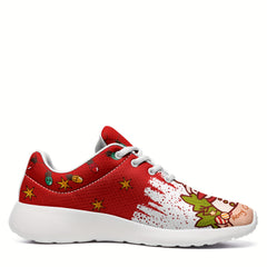 Christmas Snowman And Lantern Pattern Women's Outdoor Printed Sneakers