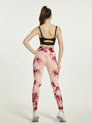 Pink Tie Dye Running Pants High Waist Yoga Fitness Activewear