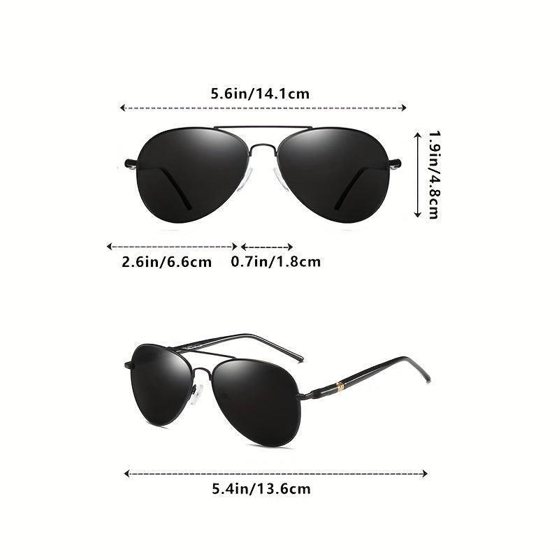 Men's Mixed Alloy Polarized Sunglasses Vintage Pilot Sun Glasses