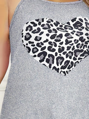 Leopard Heart Print Ruffle Trim Sleep Dress