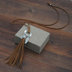 Boho Velvet Faux Leather Tassel Necklace