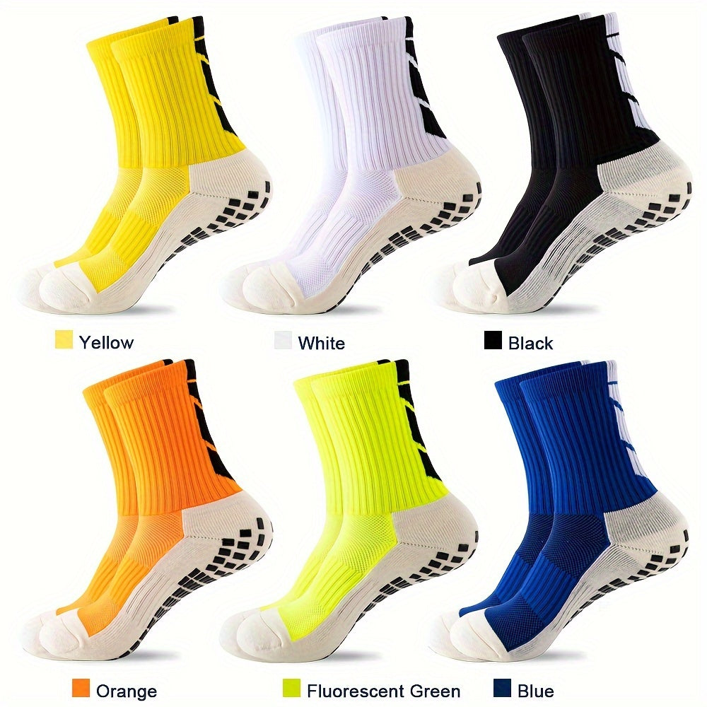 Men's Non Slip Grip Mid-Calf Football Sports Socks