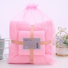 2pcs Solid Coral Fleece Towel Set Soft Hand & Bath Towel