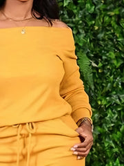 Women's Plus Off Shoulder Top & Jogger Pants Set