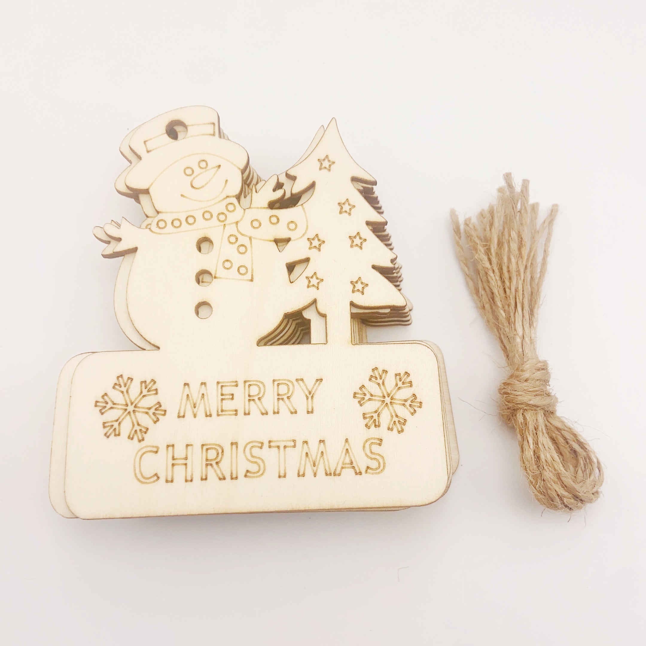 10pcs DIY Blank Christmas Wooden Sheet Decoration Gift