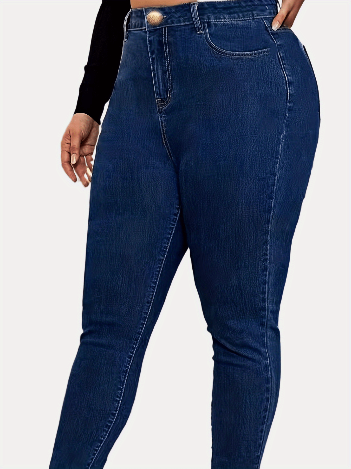 High Rise Skinny Jeans Solid High Stretch Denim Pants
