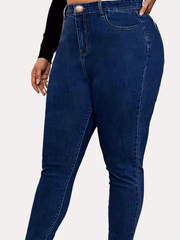 High Rise Skinny Jeans Solid High Stretch Denim Pants