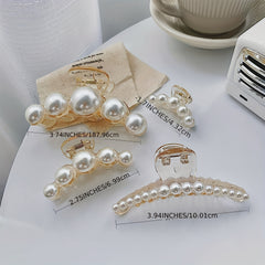 4pcs Faux Pearl Hair Clips Claw Clips Decorative Birthday Accessories