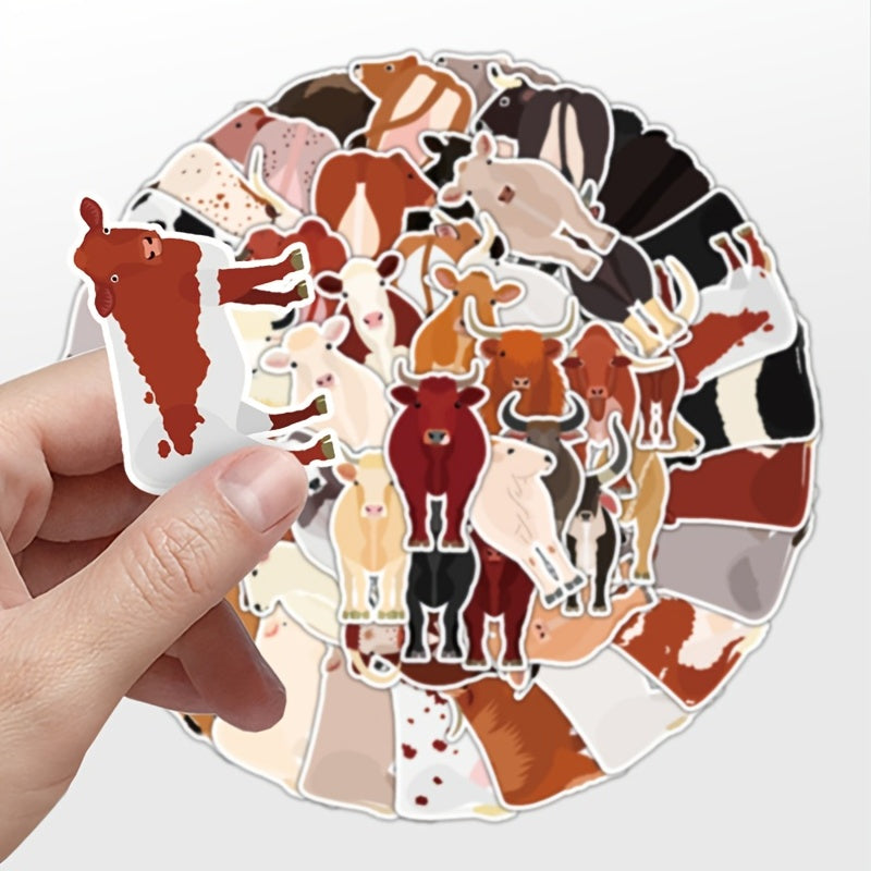 50pcs Cow Stickers for Fridge Laptop, Vinyl Waterproof Decal