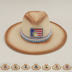 Western Cowboy Straw Hat Spring Summer Top Hat Mens Straw Hat