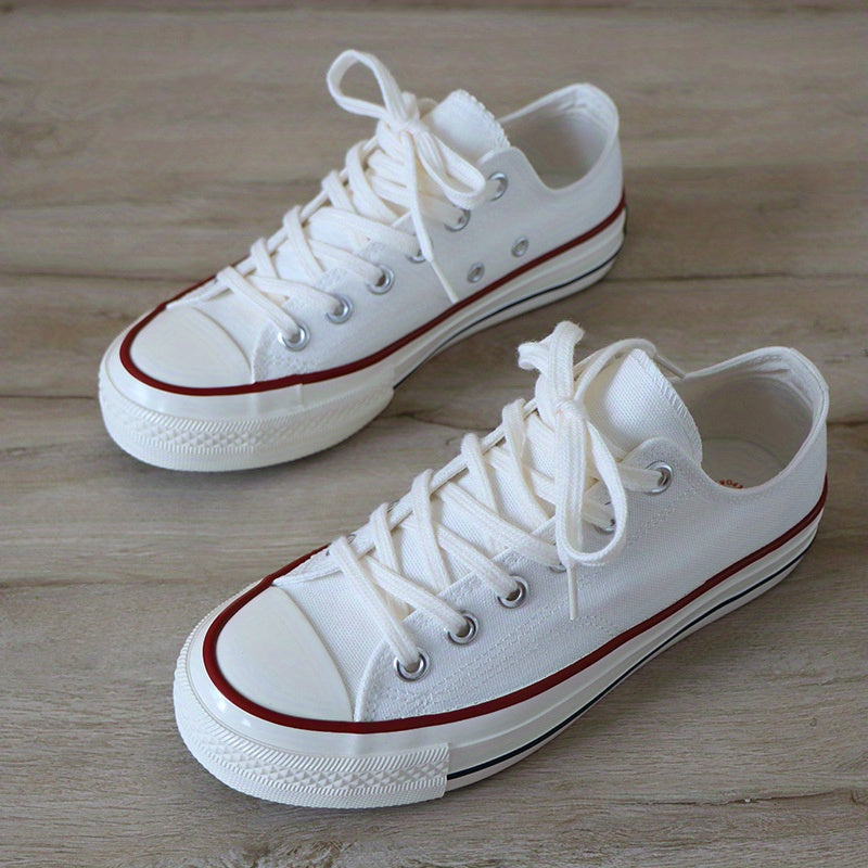 Women's Canvas Lace Up Flat Shoes Low Round Toe Casual Outdoor Sporty Shoes