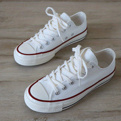 Women's Canvas Lace Up Flat Shoes Low Round Toe Casual Outdoor Sporty Shoes