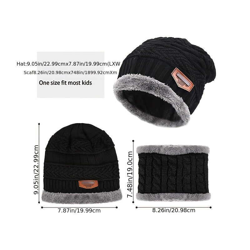 Kids Winter Hat & Scarf Set Plus Velvet Ear Protection