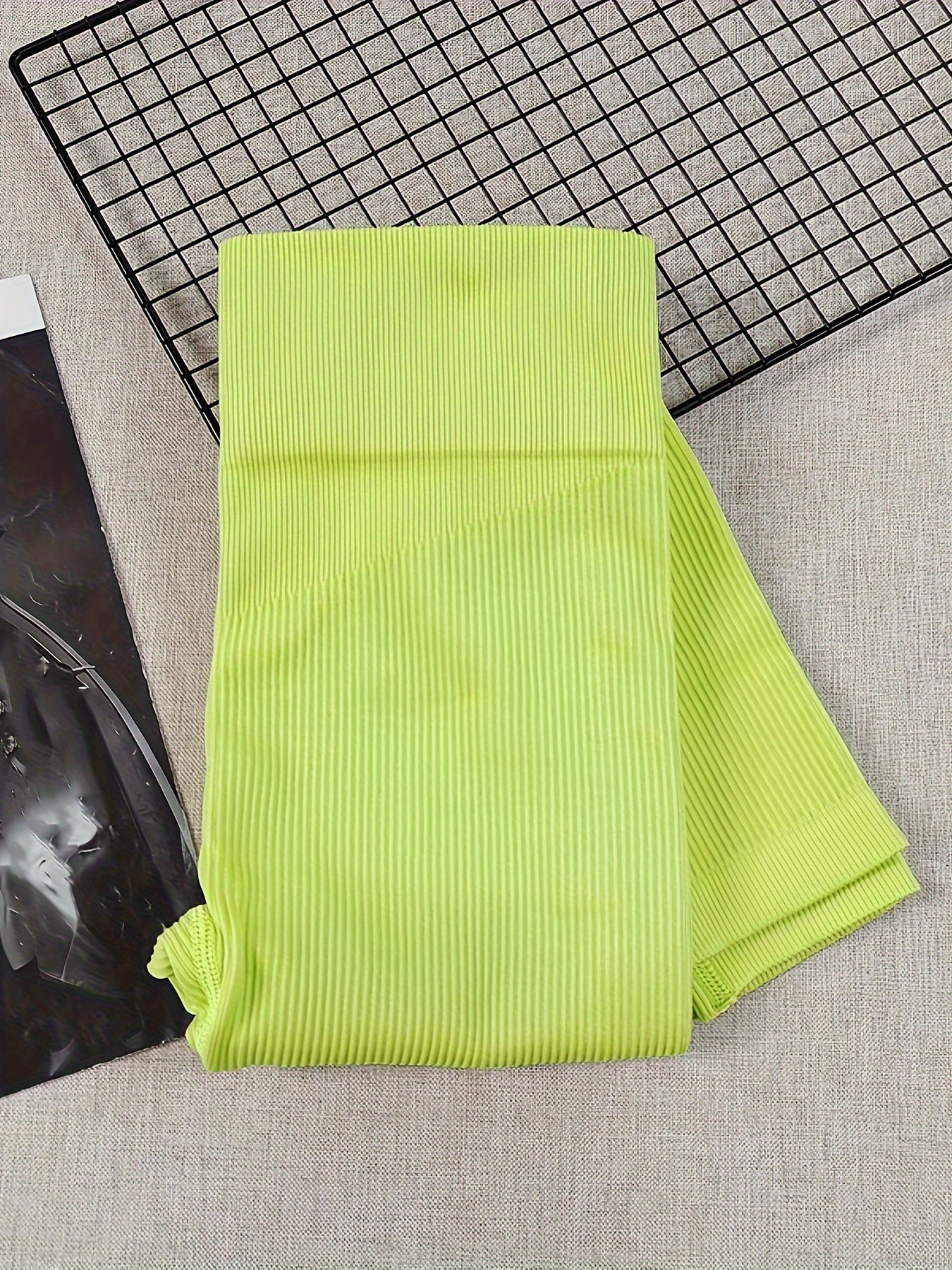 Seamless Rib Knit Yoga Pants High Waist Slim Fit Workout Activewear