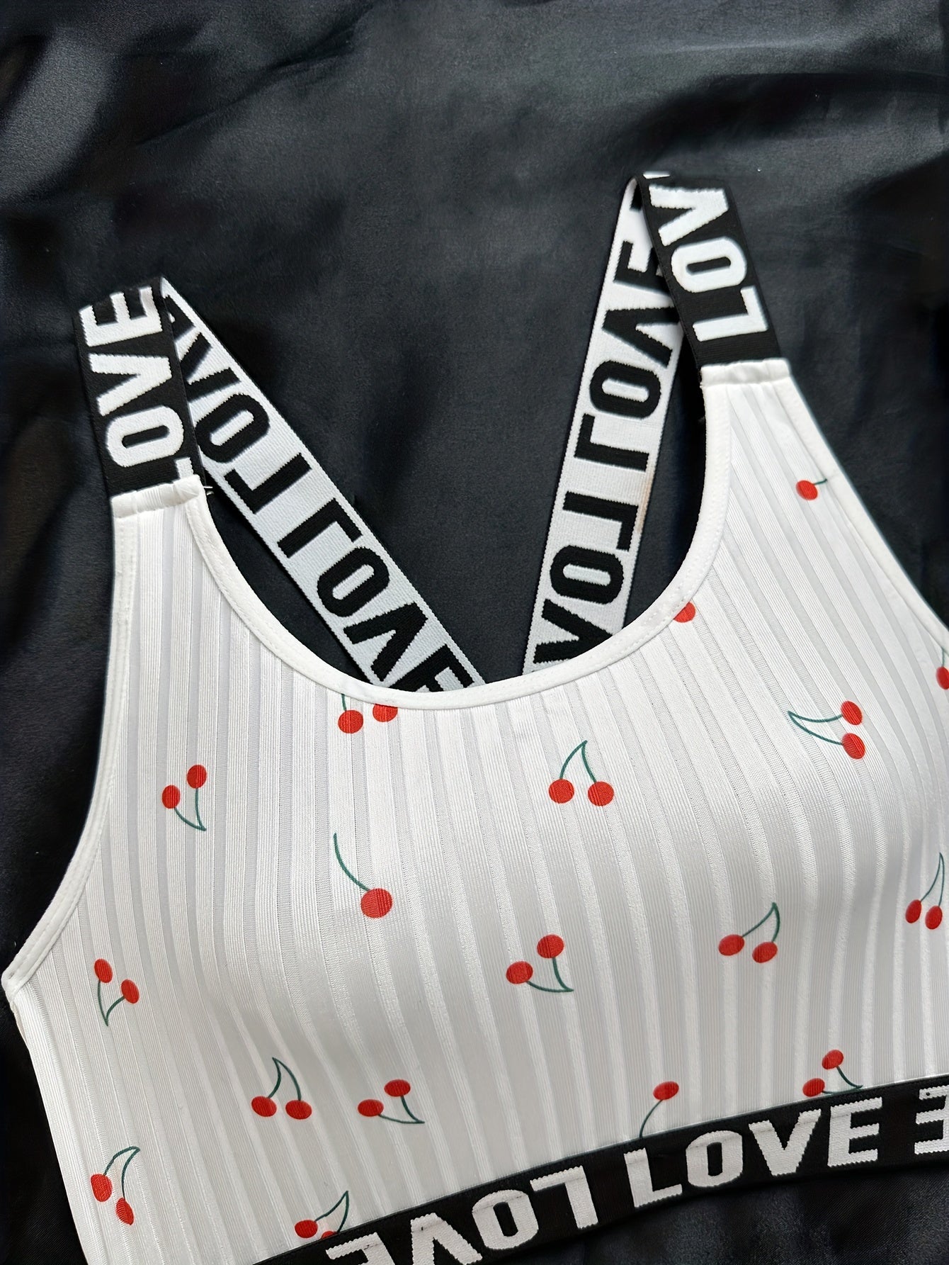 Cherry Print Bra & Panties Set Women's Lingerie