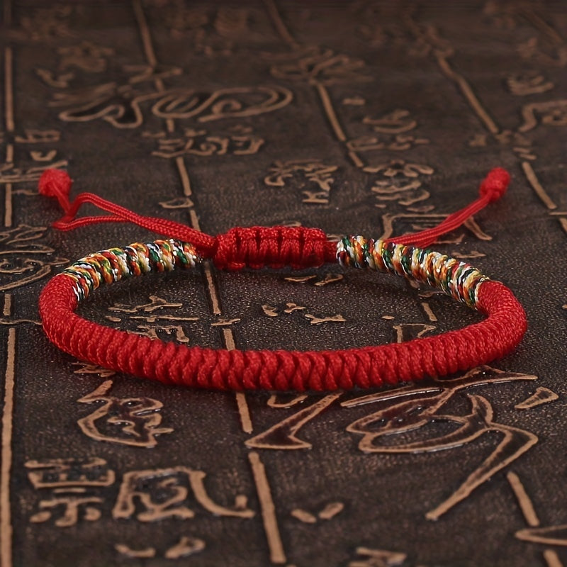Buddhism Bracelet For Men Colorful Rope Lucky Red Bracelet