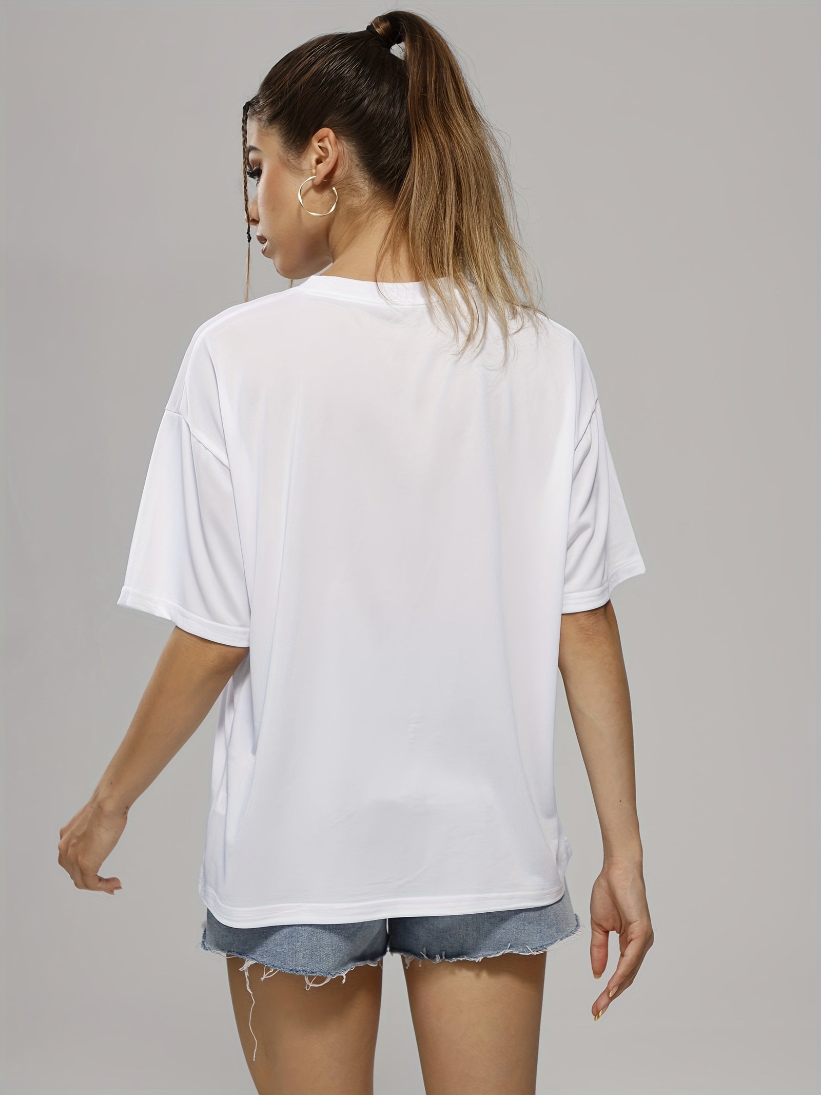 Stylish Letter Print Crew Neck Sports T Shirt for Women