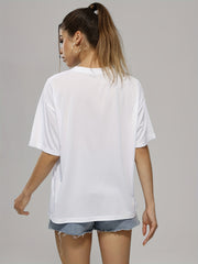 Stylish Letter Print Crew Neck Sports T Shirt for Women