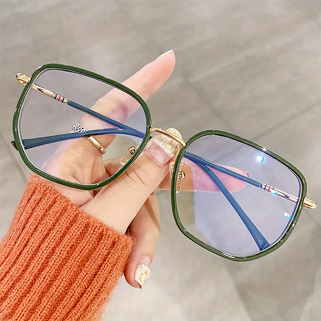 Square Anti Light Glasses For Women Men Students Large Myopia Spectacles Frame