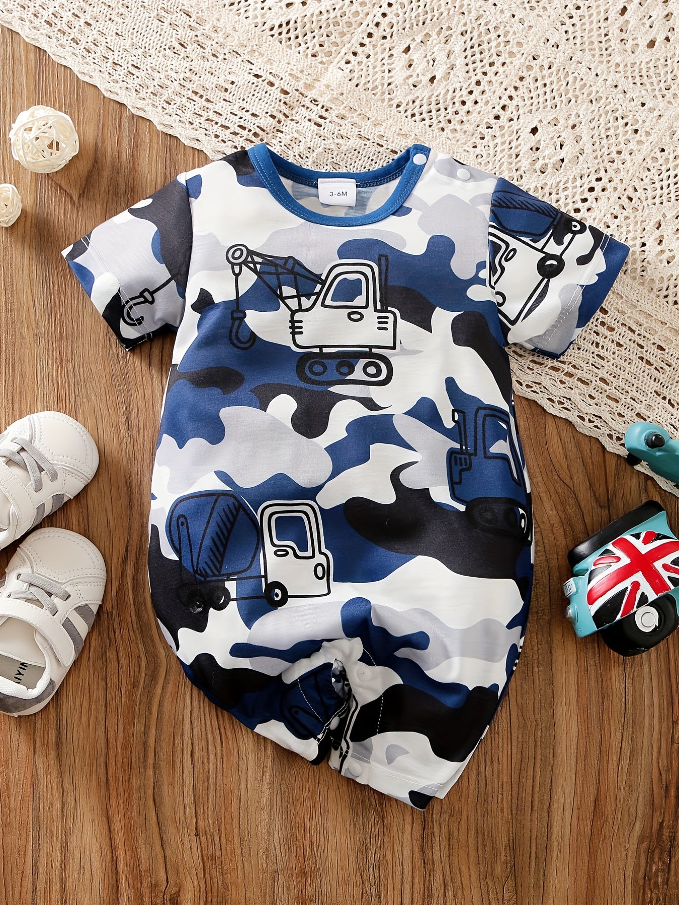 Baby Boys Casual Camouflage Short Sleeve Romper Jumpsuit