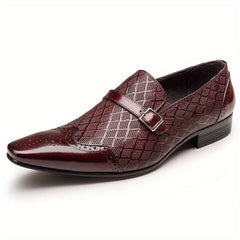 Men's Brogue Slip On Pointed Toe Formal Shoes Business Wear resistant Non Slip