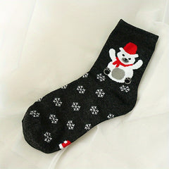 5 Pairs Cartoon Print Socks Christmas Mid Tube Women's Stockings