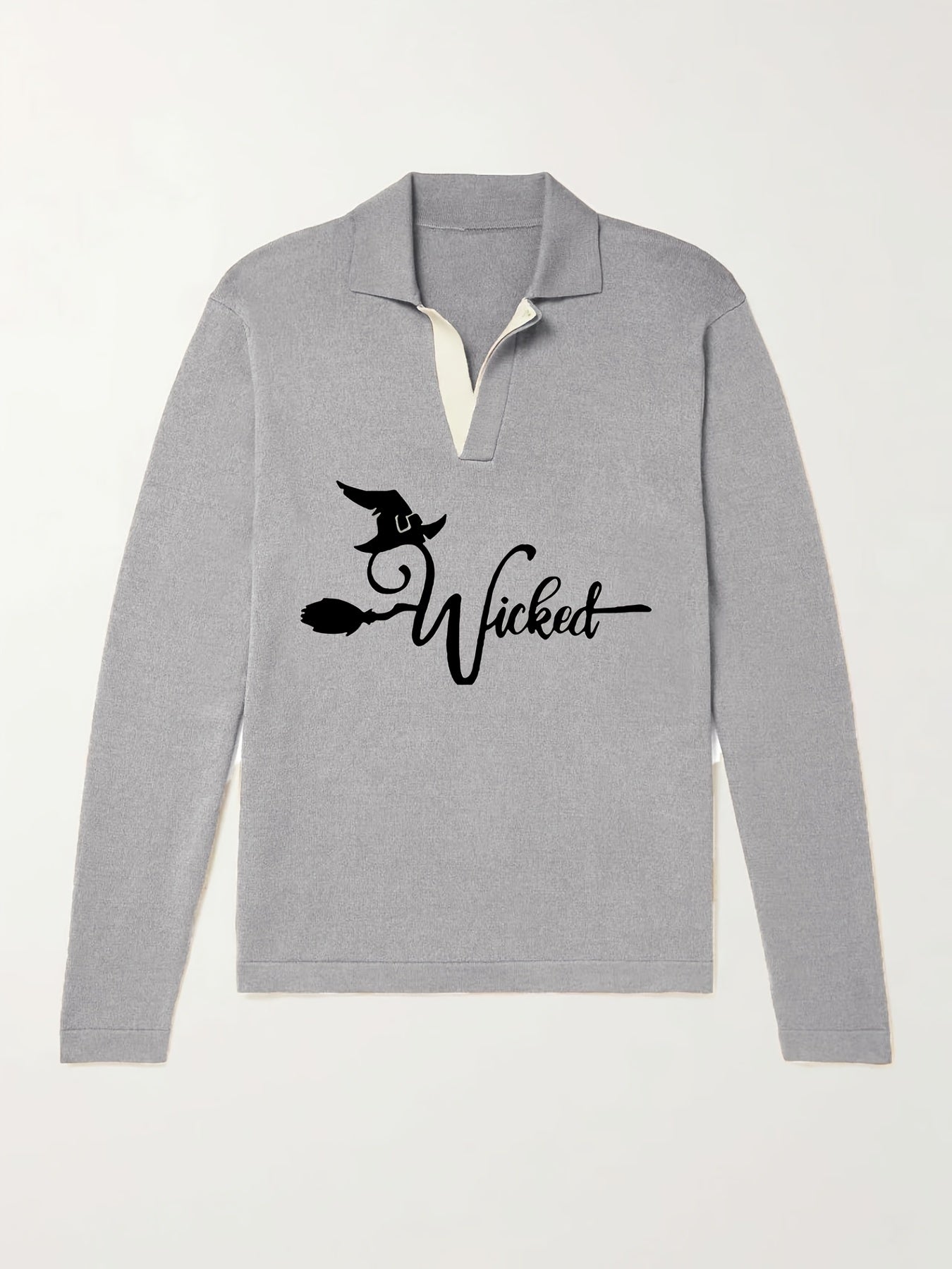 Men's Witch Pattern Knit Polo Shirt