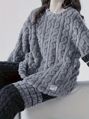 Women's Flannel Striped Pajamas Set Long Sleeve Top & Pants