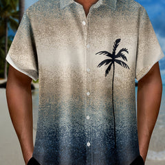Palm Tree Gradient Hawaiian Shirt for Summer Beach Vacation