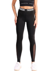 Mesh Insert Sports Leggings High Waist Yoga Tight Pants