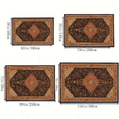 Bohemian Orange Pattern Area Carpet - Washable Non-Slip