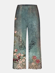 Floral Print 2pc Set Short Sleeve T shirt & Capris Pants Outfit