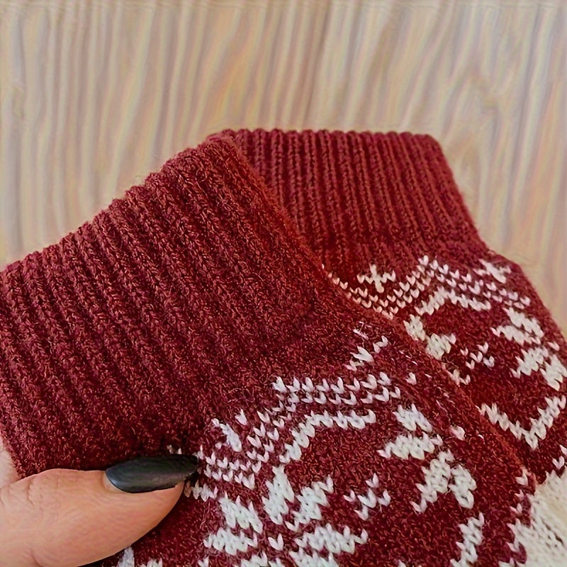 Snowflake Knitted Gloves Touch Screen Winter Thickened