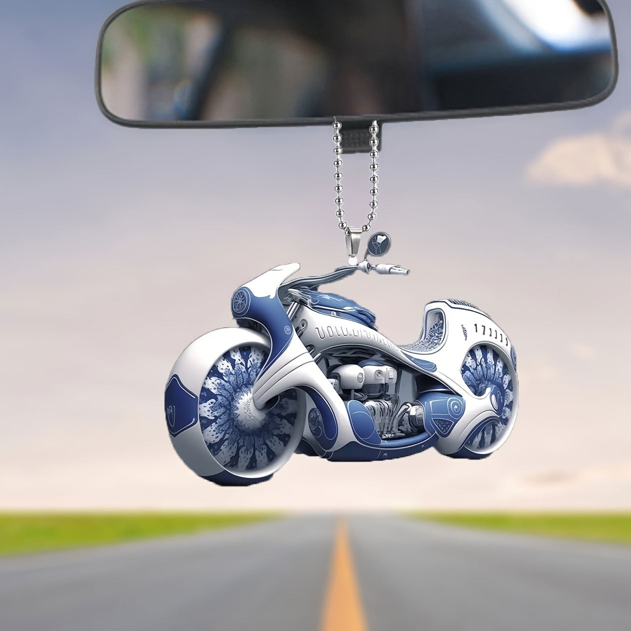 Sci-Fi Motorcycle Acrylic Pendant Rearview Mirror Decoration