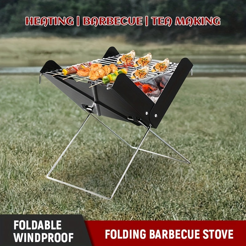 1pc Folding Charcoal Grill for Outdoor & Home Cooking