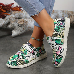 Women's Graffiti Pattern Slip On Canvas Shoes