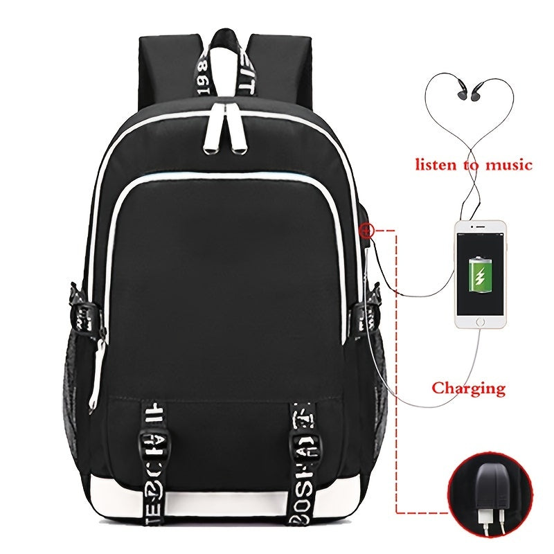 King & Queen Street Print Backpack USB Rechargeable