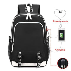 King & Queen Street Print Backpack USB Rechargeable