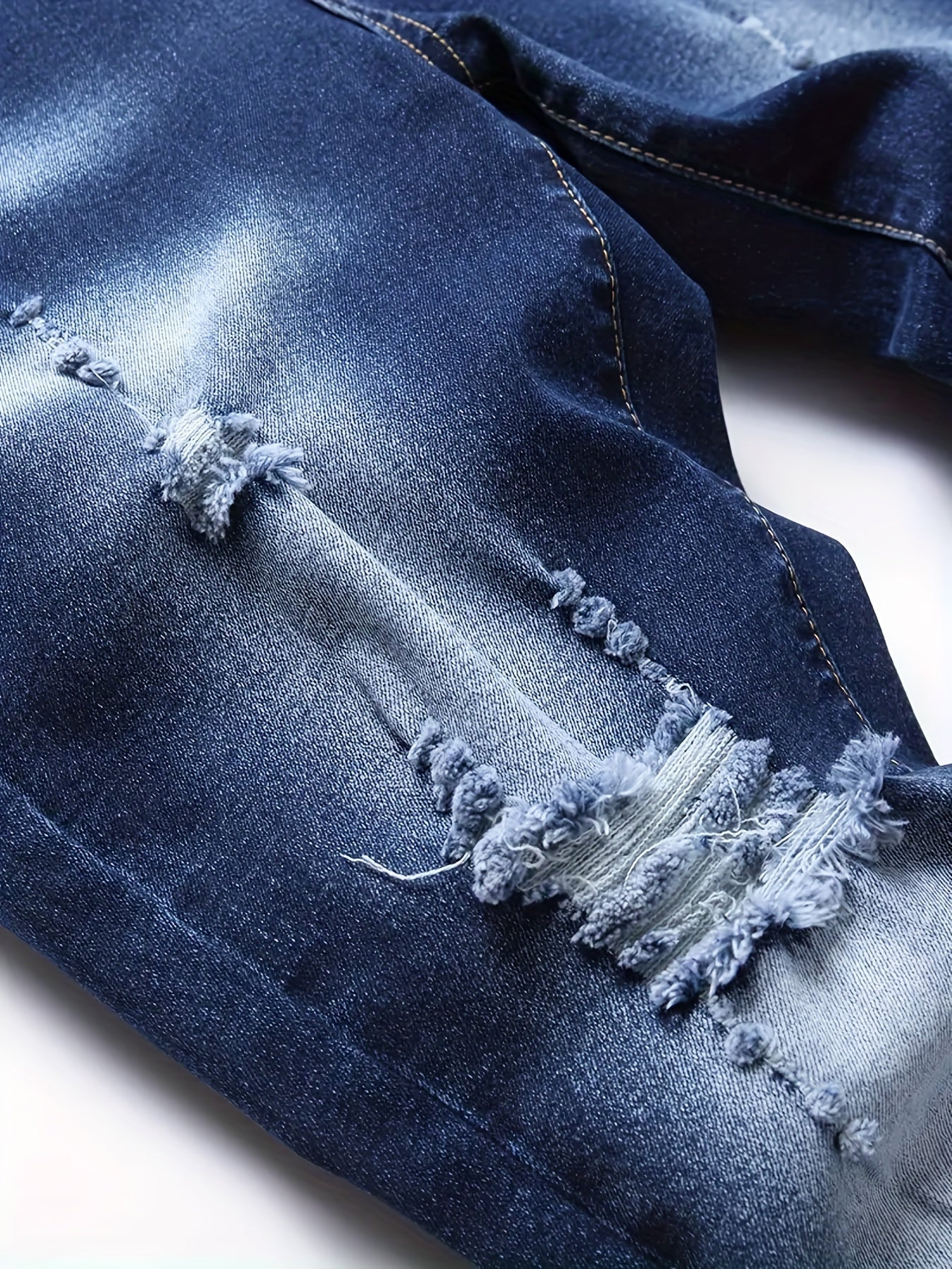 Men's Slim Fit Ripped Jeans Casual Street Style Distressed Denim Pants