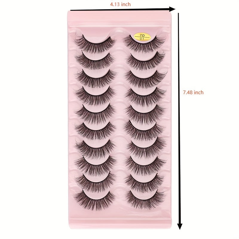 10 Pairs 7D Curl Cat Eye False Eyelashes, Fluffy Wispy Lashes