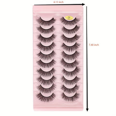 10 Pairs 7D Curl Cat Eye False Eyelashes, Fluffy Wispy Lashes