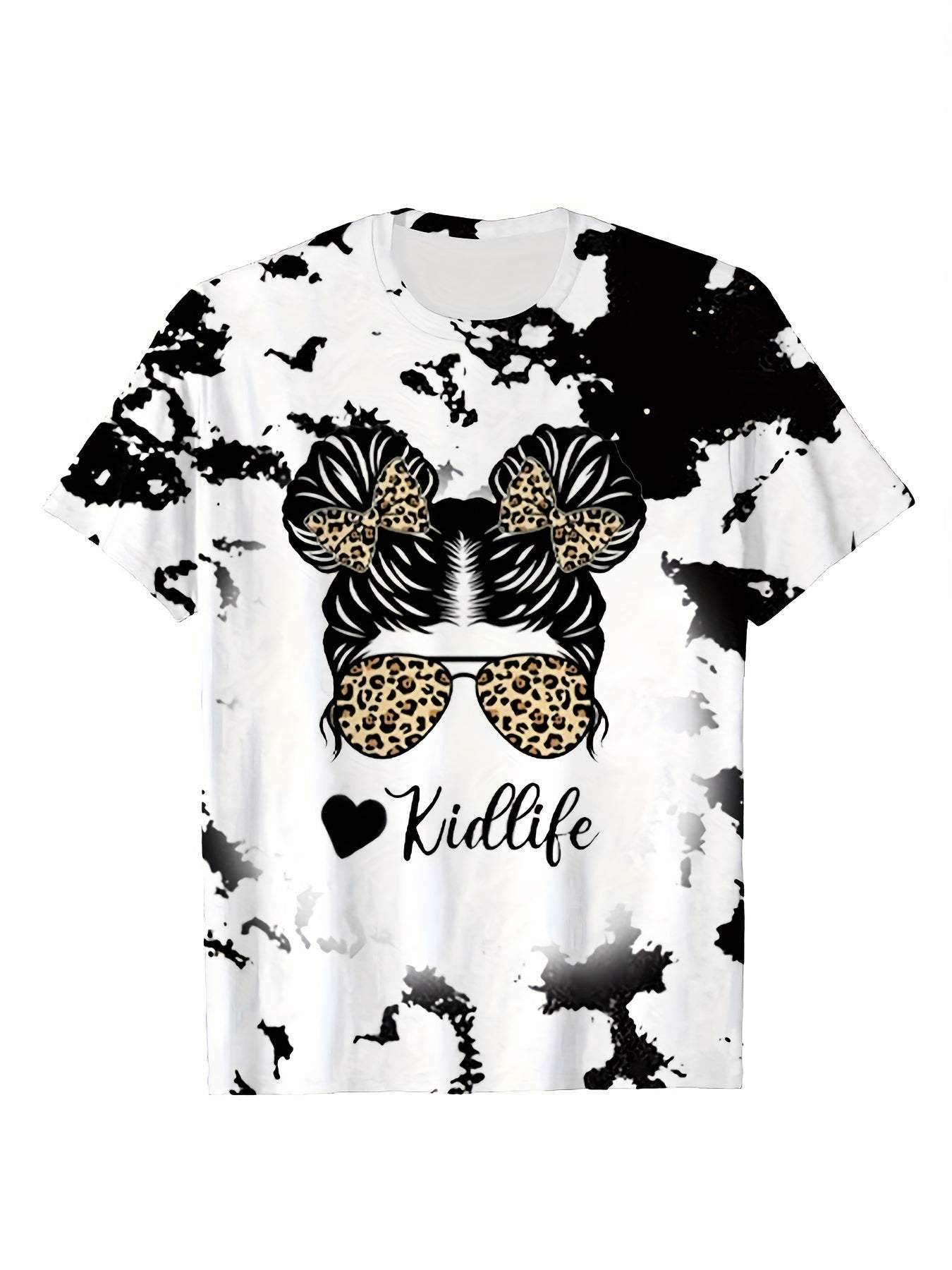 Girls KIDLIFE & Ink Print Crew Neck Short Sleeve T shirt