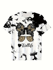 Girls KIDLIFE & Ink Print Crew Neck Short Sleeve T shirt
