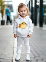 OERYUI Kids Cartoon Globefish Print Hoodies Pants Set