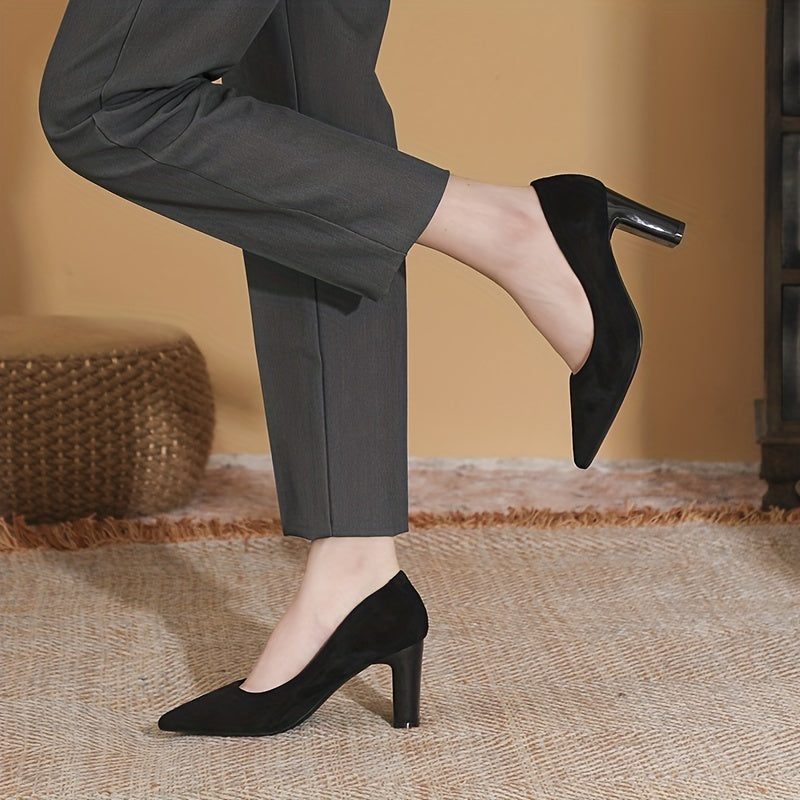 Women's Block Heel Point Toe Pumps