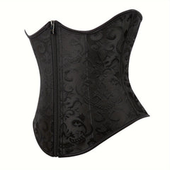 Jacquard Strapless Corset Bustier Tummy Control Lace Up Zipper Body Shaper