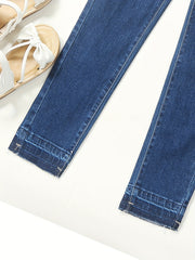Girls Slim Fit Stretch Denim Long Pants With Pocket