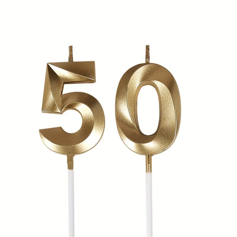 50th Birthday Candles Golden Number 50 Cake Topper Party Decoration