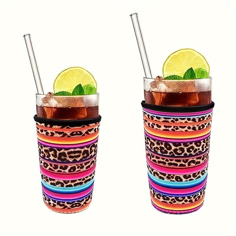 Leopard Printed Bottle Covers Reusable Stylish Sleeve For Water Cup